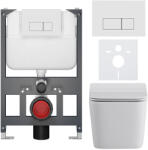 Cerano - Komplett WC szett Basic/Forte - fényes fehér - WC nyomógomb Modulo/Fehér - fali - alacsony modul - falsík előtti beépítés - 51x36 cm (CER-8050BD86139)