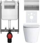 Cerano - Norbi falsík alatti WC-készlet - fényes fehér - Prime/Modulo nyomógomb, ezüst - fali szereléshez - 48, 5x36, 5 cm (CER-8050BD86056)