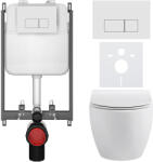 Cerano - Falba épített WC szett Dure - fényes fehér - Prime/Modulo nyomógomb, fehér - fali használatra - 51x35 cm (CER-8050BD85900)
