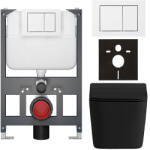 Cerano - Komplett WC szett Basic/Forte - matt fekete - WC nyomógomb Maxio/Fehér - fali - alacsony modul - falsík előtti beépítés - 51x36 cm (CER-8050BD86394)