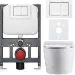 Cerano - Komplett WC szett Basic/Felci - fényes fehér - WC nyomógomb Maxio/Fehér - fali - alacsony modul - falsík előtti beépítés - 53x37 cm (CER-8050BD86079)