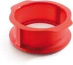 Lékué kapcsos tortaforma kerámia aljjal, D=15cm, 1L, platina szilikon és kerámia, piros