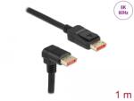 Delock DisplayPort кабел с прав конектор - конектор 90, извит надолу 8K 60 Hz 1 м