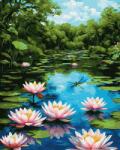iPicasso Set pictura pe numere, cu sasiu, Vis de lotus pe apa, 40x50 cm (PC40501339)