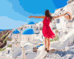 iPicasso Set pictura pe numere, cu sasiu, Vacanta in Santorini, 40x50 cm (PC40501017)