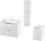Cersanit Set dulap baie suspendat 2 sertare si lavoar inclus 80 cm, dulap baie suspendat si dulap baie tip coloana, culoare alb mat, MDF, Cersanit Tirso (setTirsoAlb)