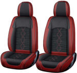 Carguard Huse auto premium 5 locuri Carguard Deluxe piele ecologică perforată și textil - roșu închis - negru (HSA020)