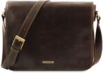Tuscany Leather Geanta laptop din piele pentru barbati- Messenger Double Geanta, rucsac laptop