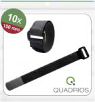 Quadrios Tépőzár kábelkötegelő Kötegeléshez Bolyhos és horgos fél (H x Sz) 150 mm x 20 mm Fekete 10 db (25CA569) (25CA569)