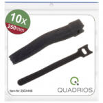 Quadrios Tépőzár kábelkötegelő Kötegeléshez Bolyhos és horgos fél (H x Sz) 250 mm x 12 mm Fekete 10 db (23CA186) (23CA186)