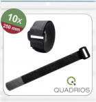 Quadrios Tépőzár kábelkötegelő Kötegeléshez Bolyhos és horgos fél (H x Sz) 250 mm x 20 mm Fekete 10 db (25CA571) (25CA571) - aqua
