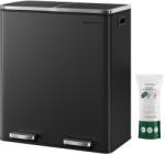 SongmicsHome Coș pentru sortarea deșeurilor SORT, 2x30 l + saci de gunoi, negru/argintiu Cos de gunoi