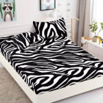 Jojo Home Husa de pat cu elastic alb negru cu dungi 180x200cm D032 (D032)