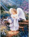 NORIMPEX - Puzzle Tablou Diamant: Înger cu un udator în grădină 30x40cm - 1 - 39 piese