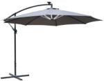 Art Umbrela gradina/terasa cu panou solar, iluminare LED, articulatie tip banana, manivela, gri, 295 cm (AR082713)