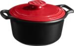 Emile Henry Oală ceramică Sublime+ 5, 5 l neagră cu capac roșu (EH344760P)