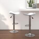 vidaXL Scaun de bar, 2 buc. , alb, otel cromat si piele ecologica GartenMobel Dekor (335089)