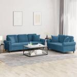vidaXL Set de canapele cu perne, 2 piese, albastru, catifea GartenMobel Dekor (3202279) Canapea