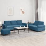 vidaXL Set de canapele cu perne, 3 piese, albastru, catifea GartenMobel Dekor (3202269) Canapea
