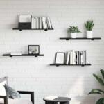 vidaXL Raft pentru carti 4 pcs Negru 80 x 20 x 1, 5 cm Lemn compozit GartenMobel Dekor (875059) Biblioteca