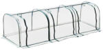 AOSOM Alagút fóliasátor növénynevelő fóliasátor 3 ajtóval 350x100x80 cm PVC és acél kerettel