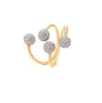 ElectraStore Inel Reglabil Model Cuff Cu Cristale Zirconia Argintii (C4854)
