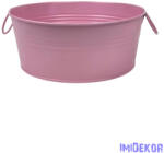  Fémfüles kerek bádog tál 20 cm - Rózsaszín