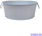  Fémfüles kerek bádog tál 20 cm - Fehér