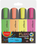 Keyroad Szövegkiemelő készlet vágott hegyű, lapos test 4 db/bliszter Keyroad Fluo neon színek (38509) - irodaszerpiac