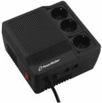 PowerWalker 1200VA / 720W Feszültségstabilizátor, 3xShuko Kimenet, Modemvédelem, Fekete (POWER-AVR-1200)