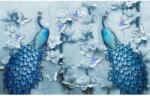 Blueback MAT Nyomtatott tapéta, pávák virágokkal és kék pillangókkal, 250 x 200 cm (BBIMG2478)