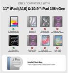Dexnor iPad 11th Gen (A16) / 10th Gen 10.9 ütésálló Dexnor tok, 360° forgatható kézpánttal és kitámasztóval, fekete