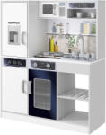 AIYAPLAY Set de Bucătărie de Jucărie din Lemn cu Aragaz cu Lumini și Sunete, Chiuvetă cu Circulație a Apei și Accesorii, Alb | Aosom Romania (350-173V80WT) Bucatarie copii