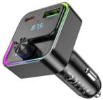 hoco. E81 Bluetooth FM предавател за кола, зарядно устройство USB+Type-C гнездо 30W, LED дисплей, ЧЕРНО E81_B (E81_B)