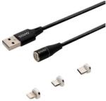 SAVIO Кабел за данни Savio 3 в 1, магнитен, Lightning/Type-C/Micro-USB, 1 метър, черен (CL-152) (CL-152)