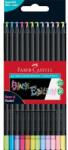 Faber-Castell Black Edition Комплект от 12 части с черно тяло, пастелни+неонови цветни моливи FC116410 (FC116410)