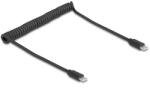 Delock USB 2.0 Type-C навит кабел, мъжки към мъжки 0.45 m до 0.75 m черен