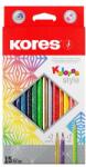 Kores Комплект цветни моливи, триъгълни, KORES "Kolores Style", 15 различни цвята 93310 (93310)