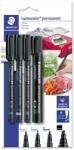 STAEDTLER Комплект маркери за алкохол, смесен, STAEDTLER "Lumocolor 60" 4 различни дебелини на линиите, черен 60 BK-6 (60 BK-6)
