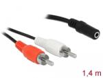 Delock Аудио (аудио) кабел 2 x RCA мъжки 1 x 3, 5 mm 3 пинов стерео жак 1, 4 м