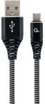 Gembird CC-USB2B-AMCM-1M-BW Премиум памучна оплетка на Type-C USB кабел за зареждане и пренос на данни 1 м черен/бял (CC-USB2B-AMCM-1M-BW)