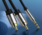 Vention 3, 5 мм жак/M - 2RCA/M, (аудио, позлатено покритие, метален корпус), 5 м, кабел