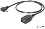 Delock USB мини мъжки към женски завъртян USB 2.0-A OTG кабел, 50 cm