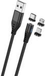 Maxlife Кабел за зареждане 3в1 USB - Type-C/lightning/microUSB, 100 см, ЧЕРЕН MXUC-02 (MXUC-02)