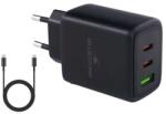 Bluestork Мрежово зарядно устройство Bluestork - PW-65-CCA-B (2xUSB-C, USB-A, 65W, 2 м кабел, черно) (PW-65-CCA-B)