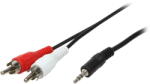 LogiLink Аудиокабел 3, 5 мм 3-пинов/M-2x RCA/M, черен, 1, 5 м