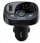 Baseus bluetooth FM предавател за кола, зарядно устройство 2 USB + microSD гнездо 12W, бързо зарядно устройство, ЧЕРНО CCTM-01 (CCTM-01)