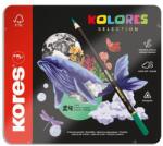Kores Комплект цветни моливи, триъгълни, метална кутия, KORES "Kolores Selection", 24 различни цвята 93325 (93325)