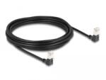 Delock RJ45 мрежов кабел Cat. 6A S/FTP тънък 90 градуса огъване надолу / надолу 5 м черен