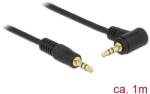 Delock Стерео жак кабел 3.5 mm 3 пина мъжки към мъжки 1 m 90 черен